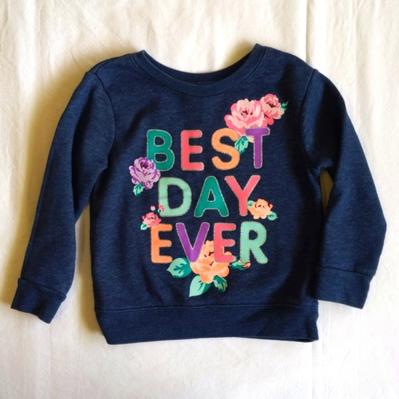 garanimals navy floral glitter graphic crewneck sweatshirt 2T toddler girls - Picture 1 of 6